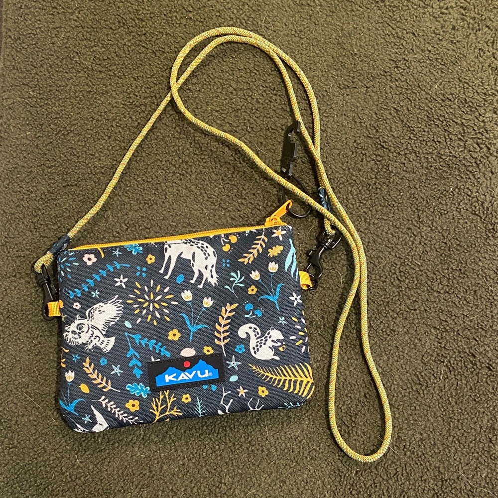 Kavu Blue and Yellow Animal Print Crossbody Bag